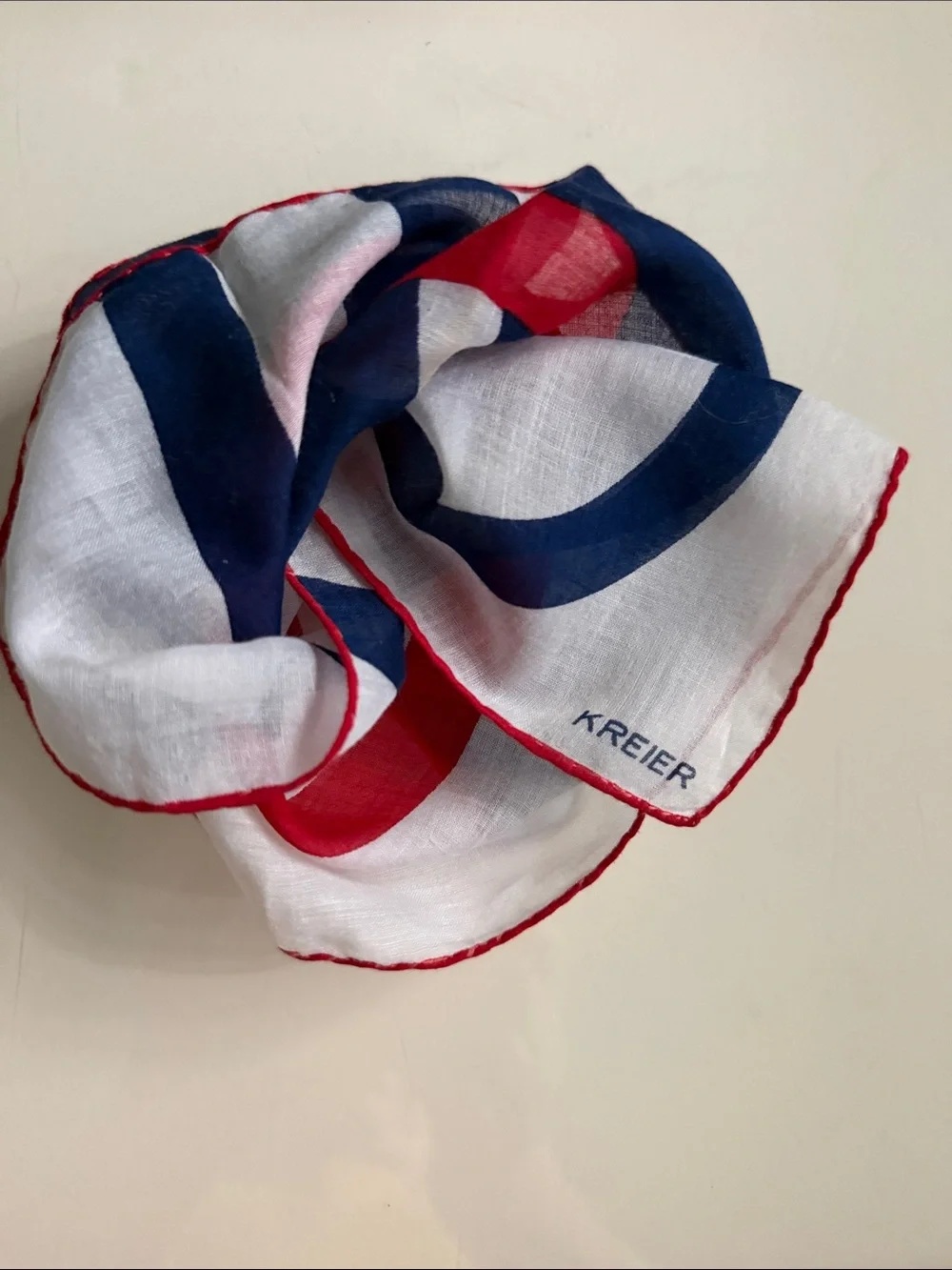 VTG  Kreier Abstract Geometric Print Pocket Square Scarf / Handkerchief Unisex